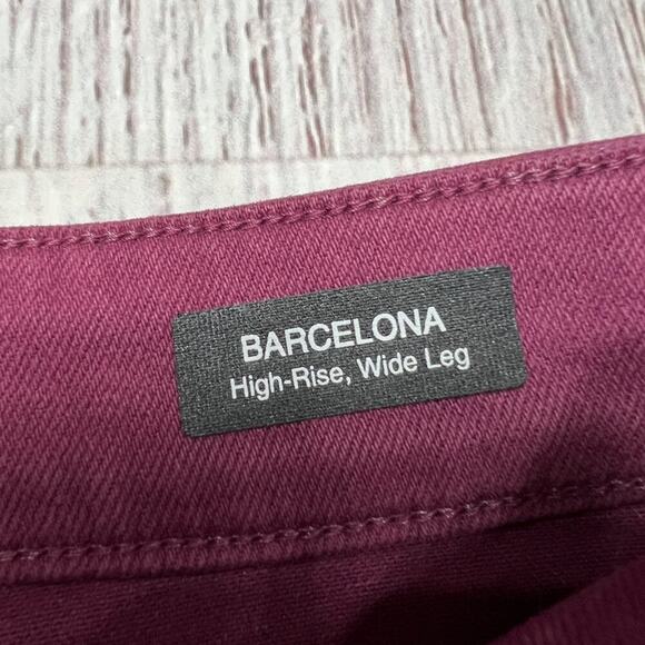 NWT MAVI BARCELONA High Rise Wide Leg Jeans SIZE 27 x 29 Wine Raw Hem Denim - Picture 4 of 11